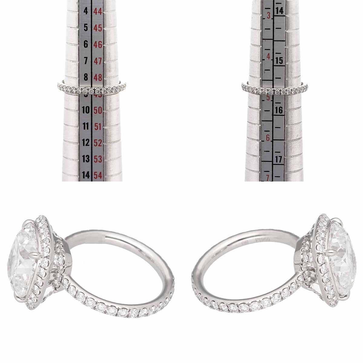 Harry Winston Anello in platino con un diamante taglio cuscino da 5,39 carati F-VS2 Micropave In condizioni buone in vendita a Tokyo, JP