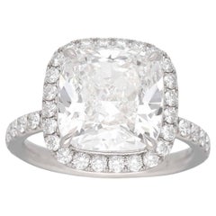 HARRY WINSTON One Cushion Cut Diamond 5.39ct F-VS2 Micropave Platinum Ring
