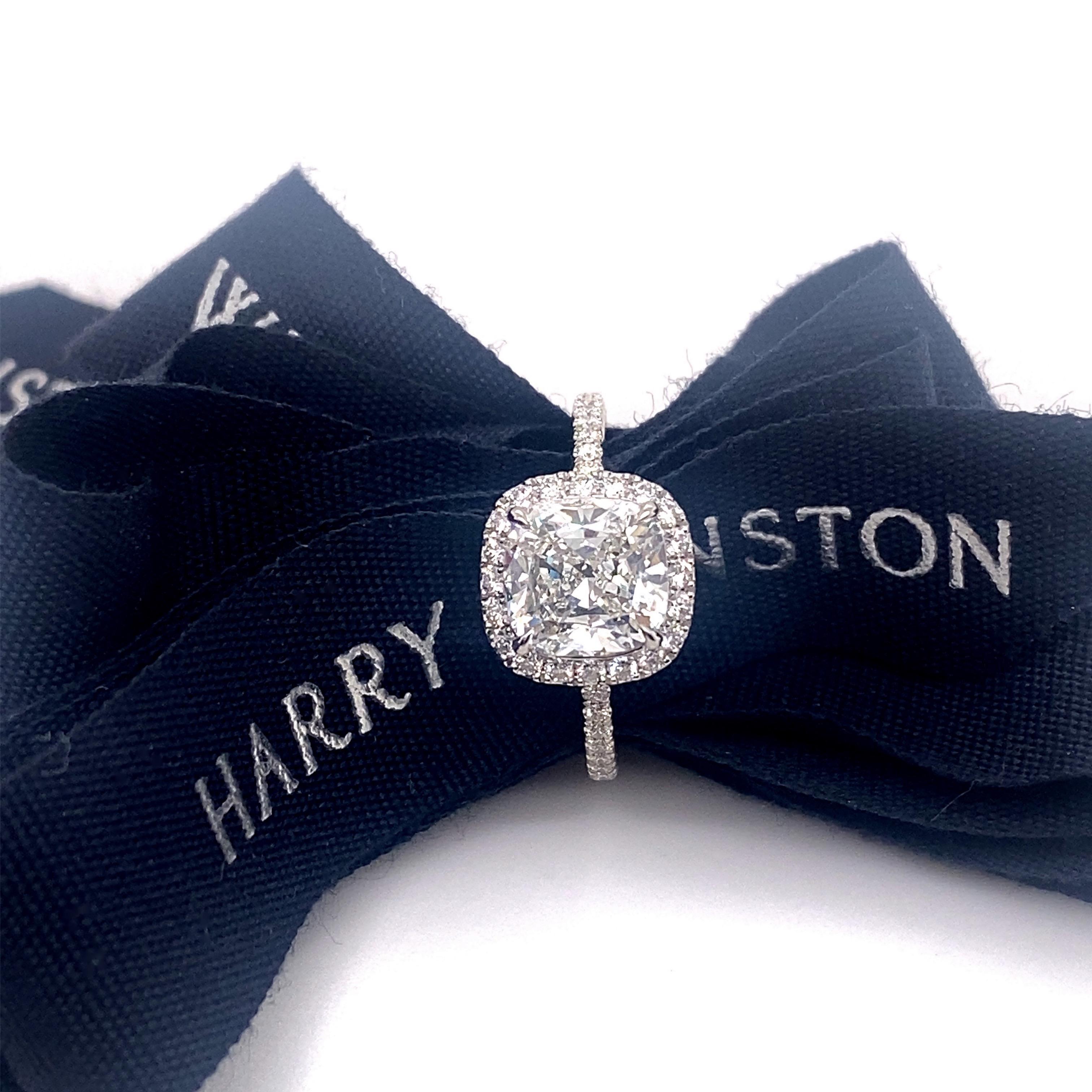 Harry Winston The One Cushion Diamond 2.81 Tcw Micropave Halo Engagement Ring 2