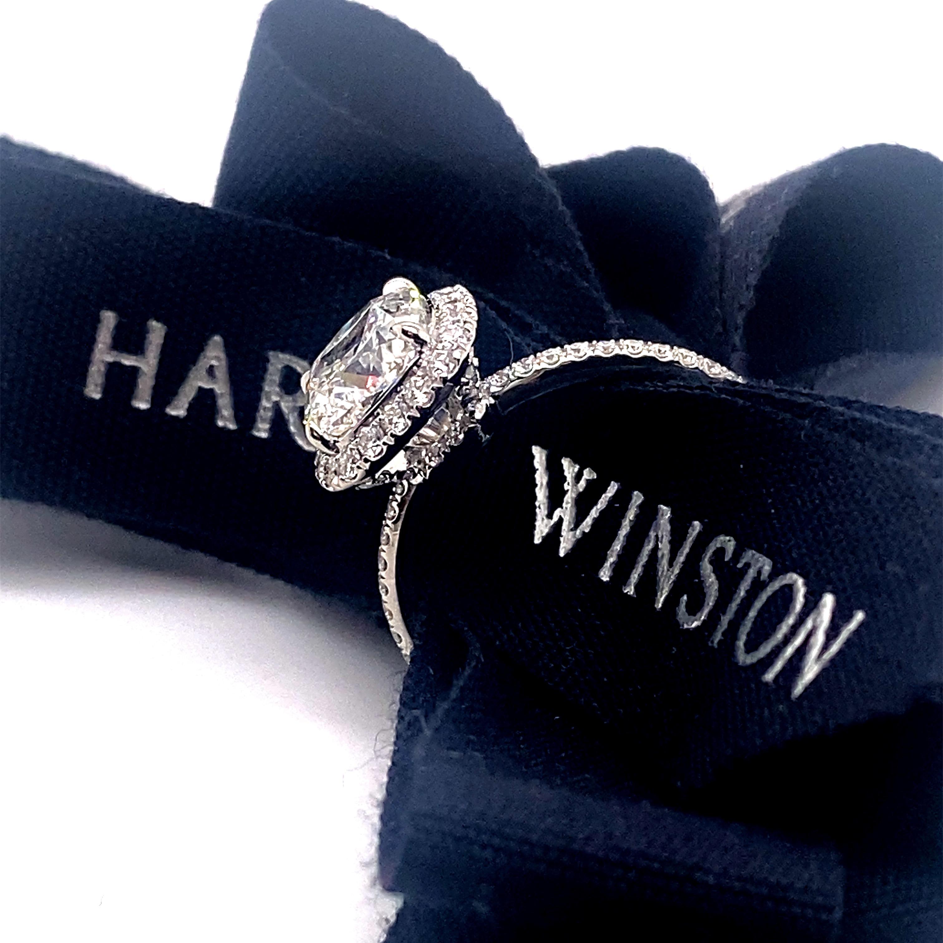 Harry Winston The One Cushion Diamond 2.81 Tcw Micropave Halo Engagement Ring 3