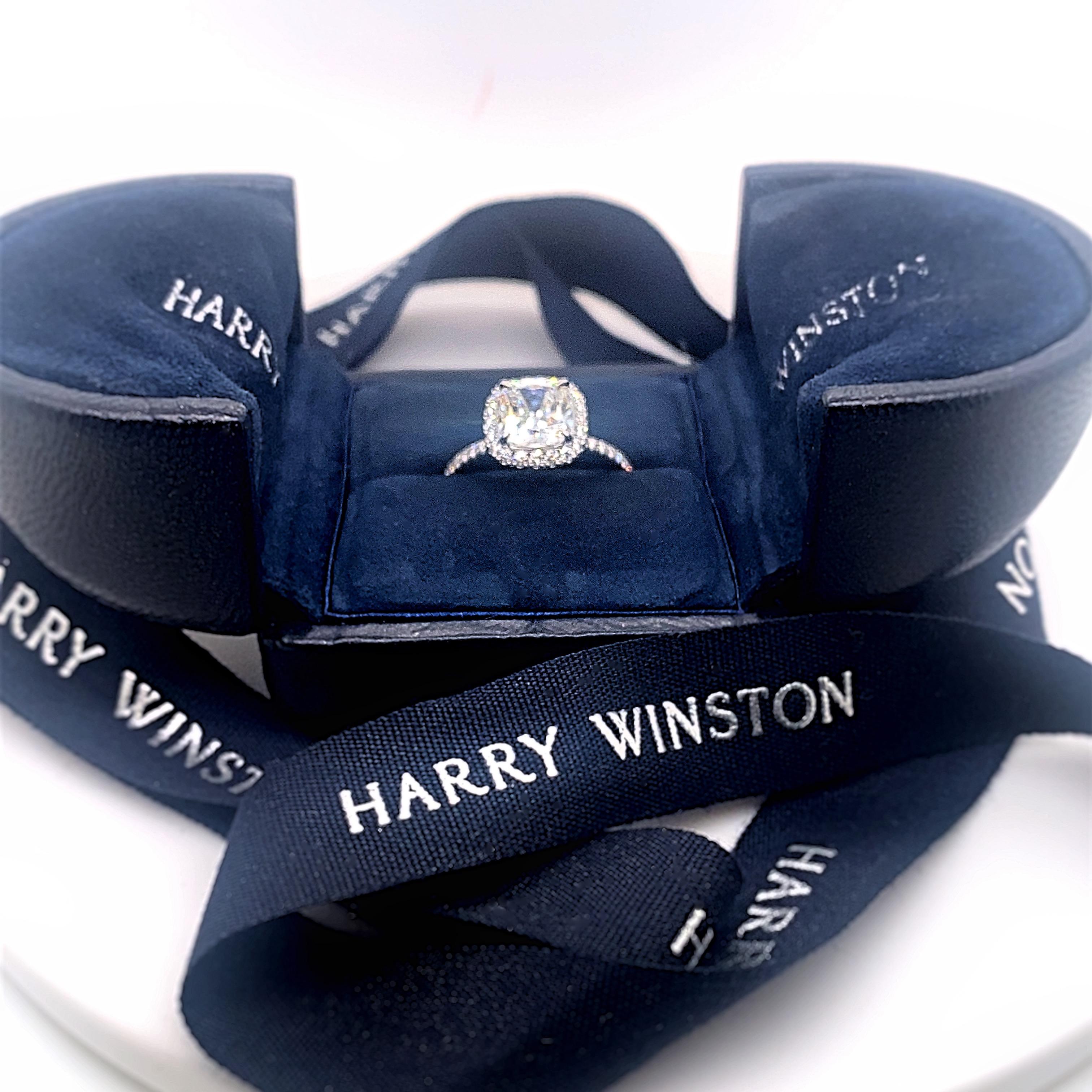 Harry Winston The One Cushion Diamond 2.81 Tcw Micropave Halo Engagement Ring 4