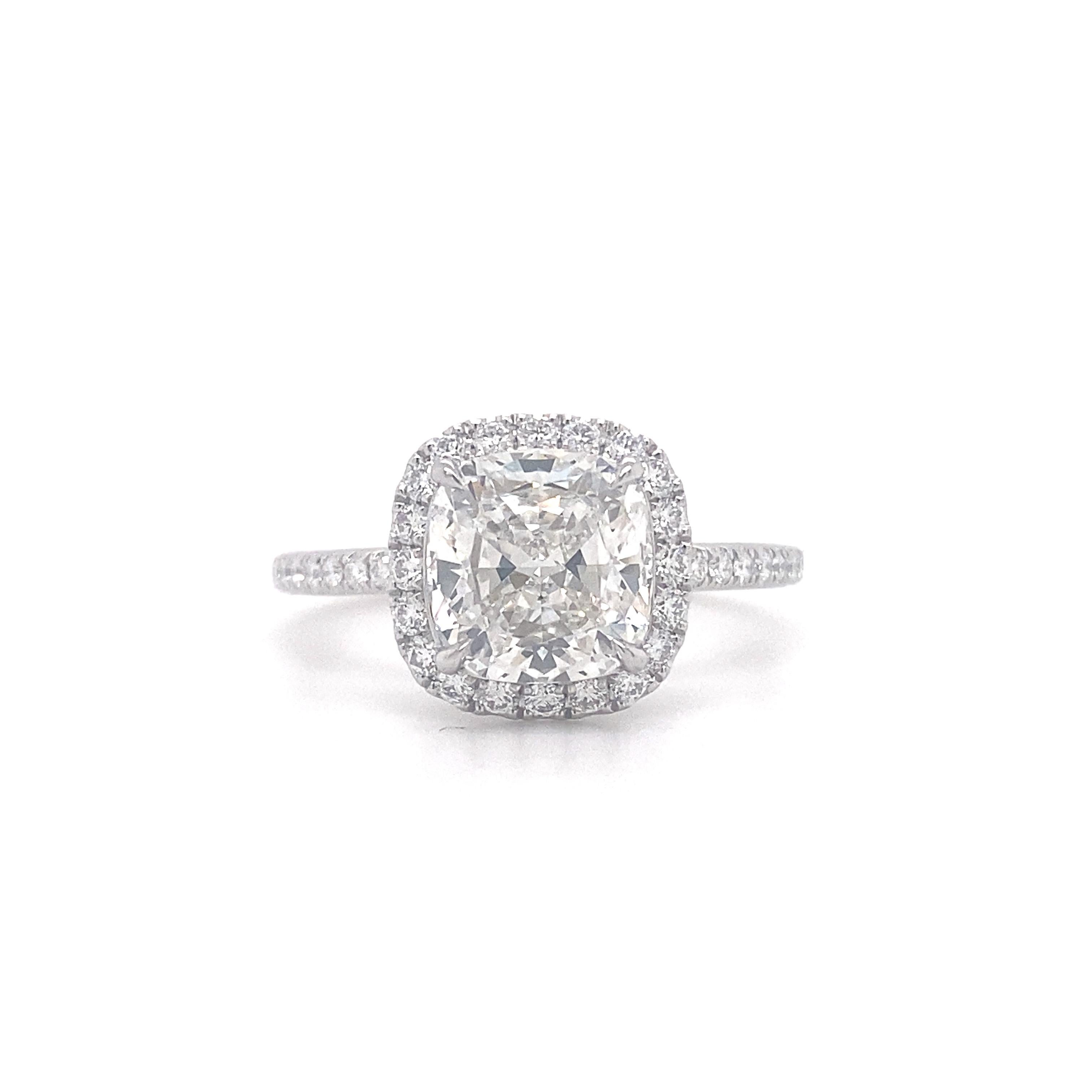 Harry Winston The One Cushion Diamond 2.81 Tcw Micropave Halo Engagement Ring 8