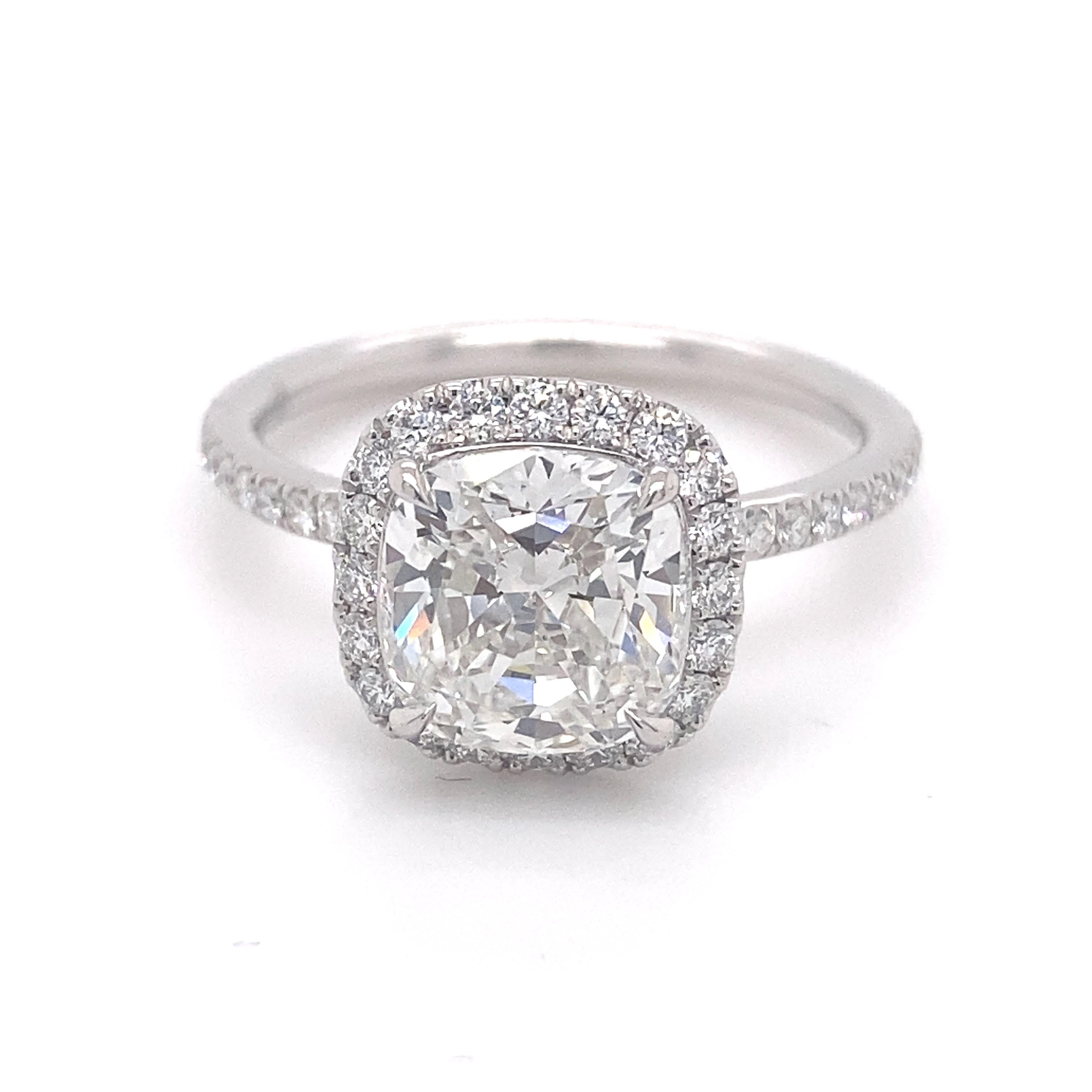 Harry Winston The One Cushion Diamond 2.81 Tcw Micropave Halo Engagement Ring 9