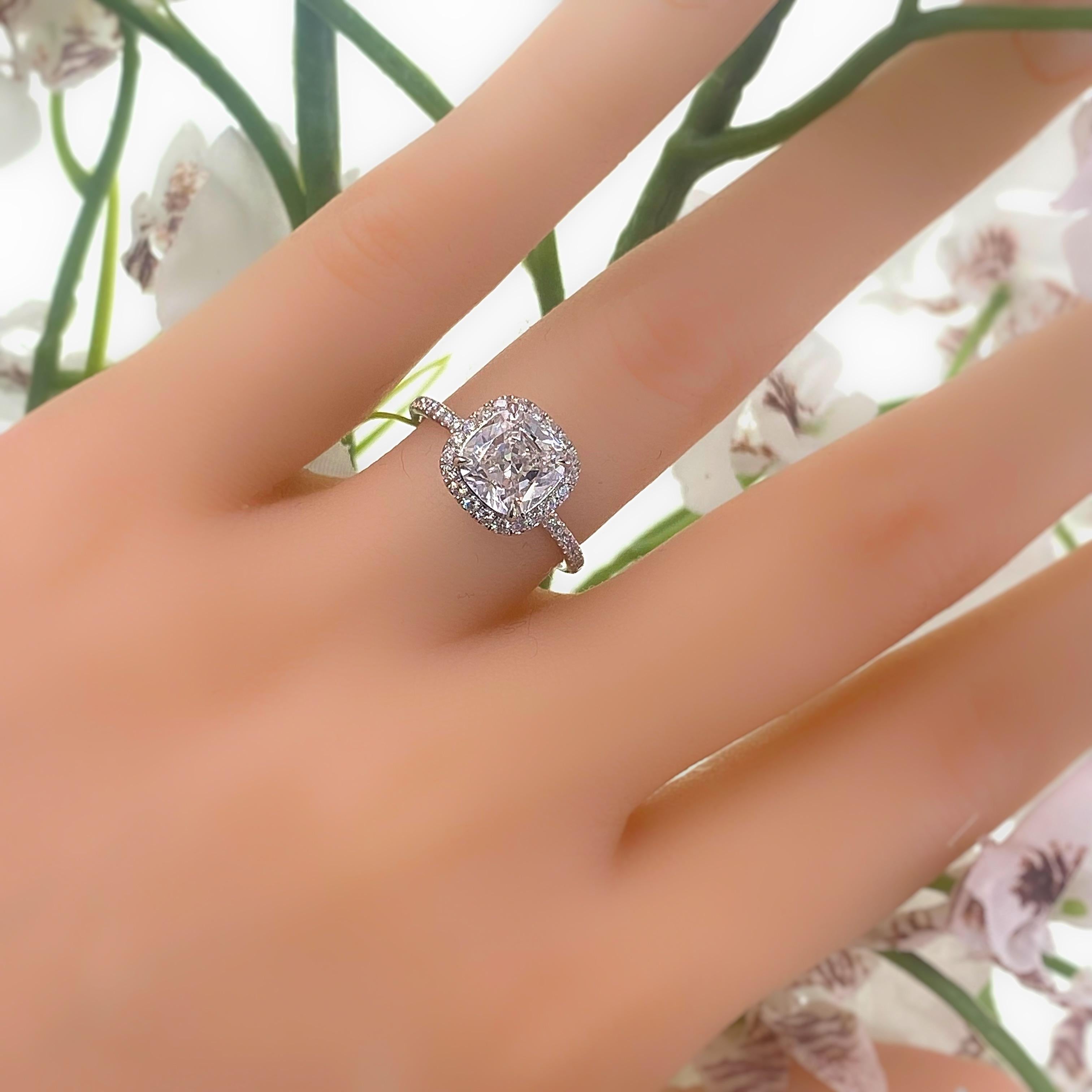 Harry Winston The One Cushion Diamond 2.81 Tcw Micropave Halo Engagement Ring In Excellent Condition In San Diego, CA