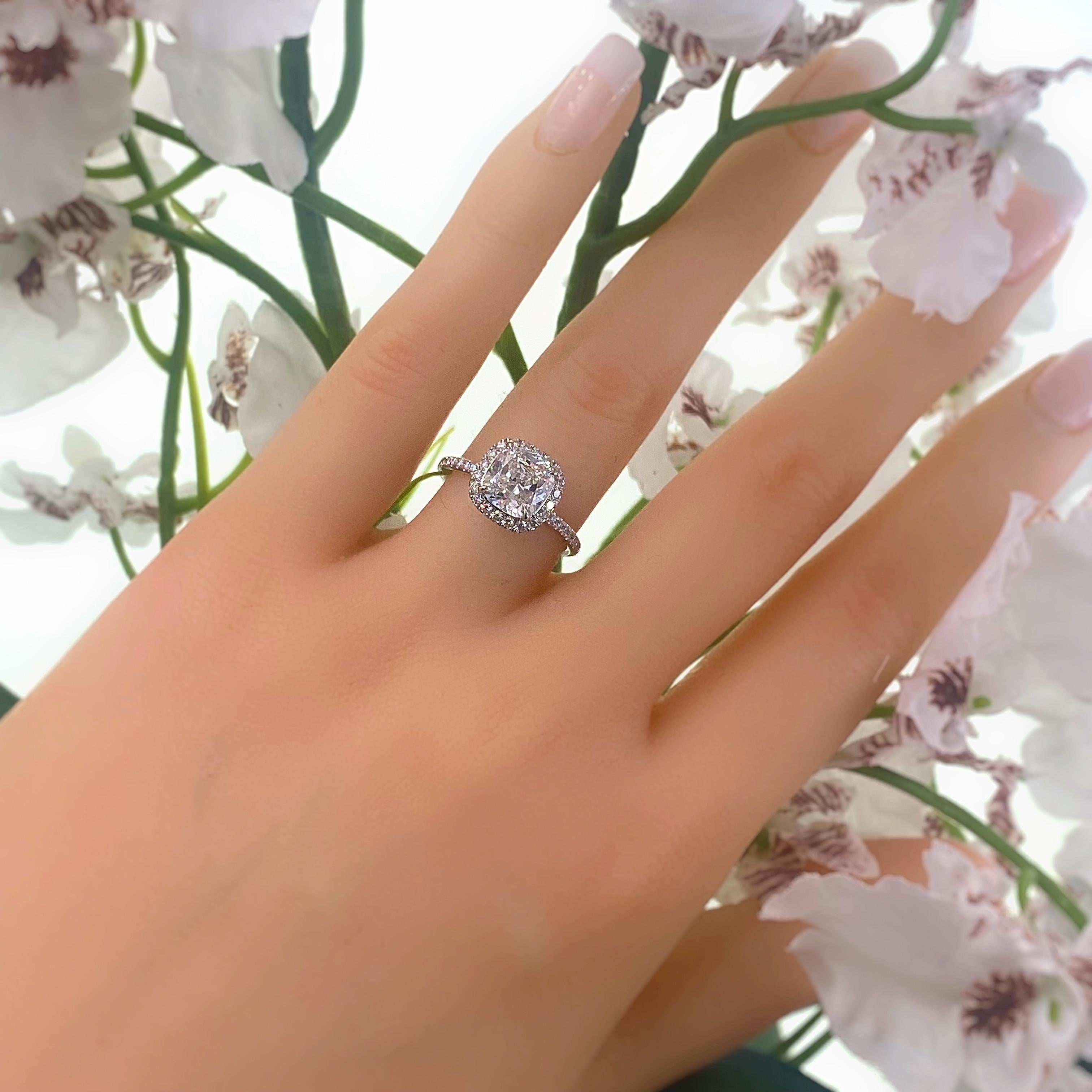 Women's or Men's Harry Winston The One Cushion Diamond 2.81 Tcw Micropave Halo Engagement Ring