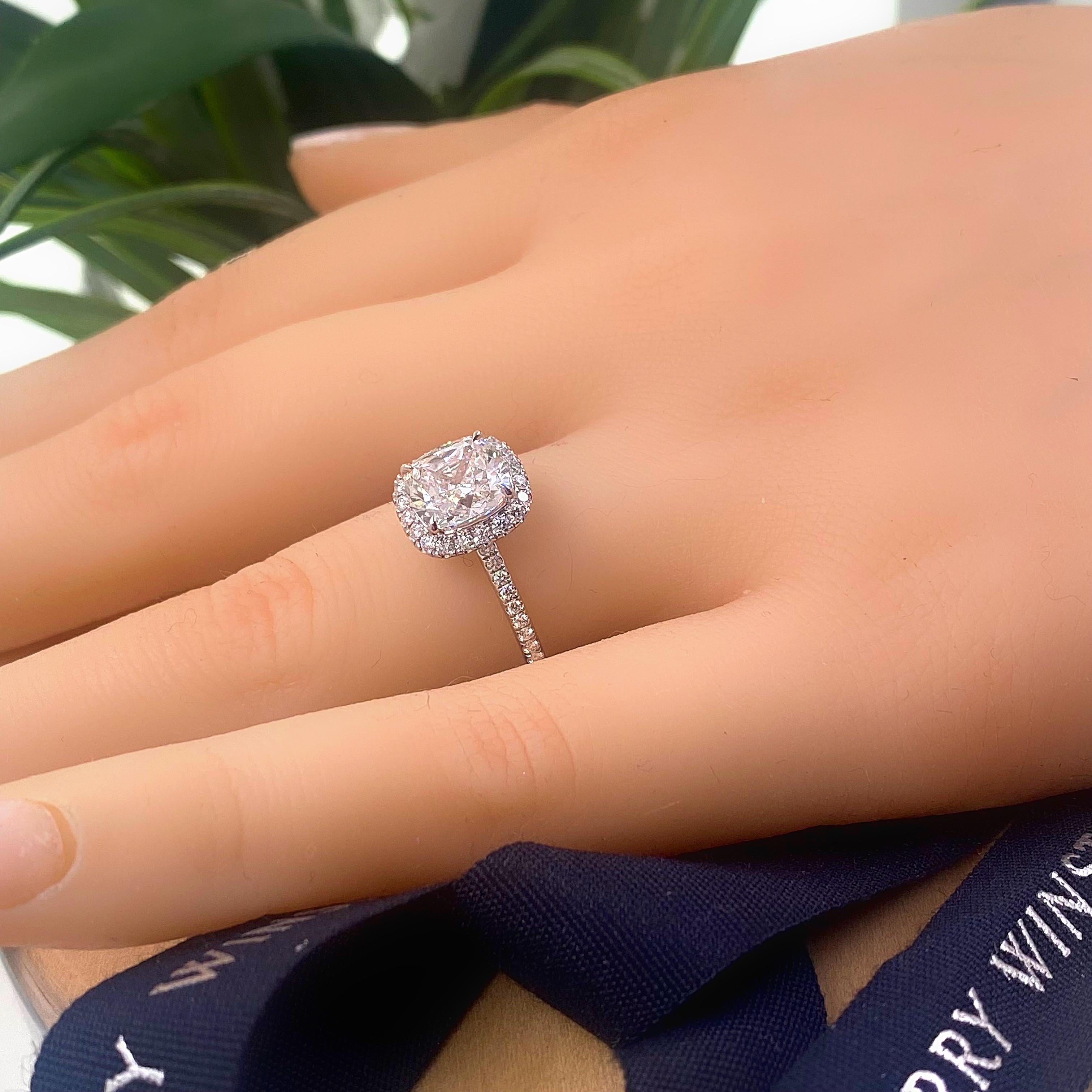 Harry Winston The One Cushion Diamond 2.81 Tcw Micropave Halo Engagement Ring 1