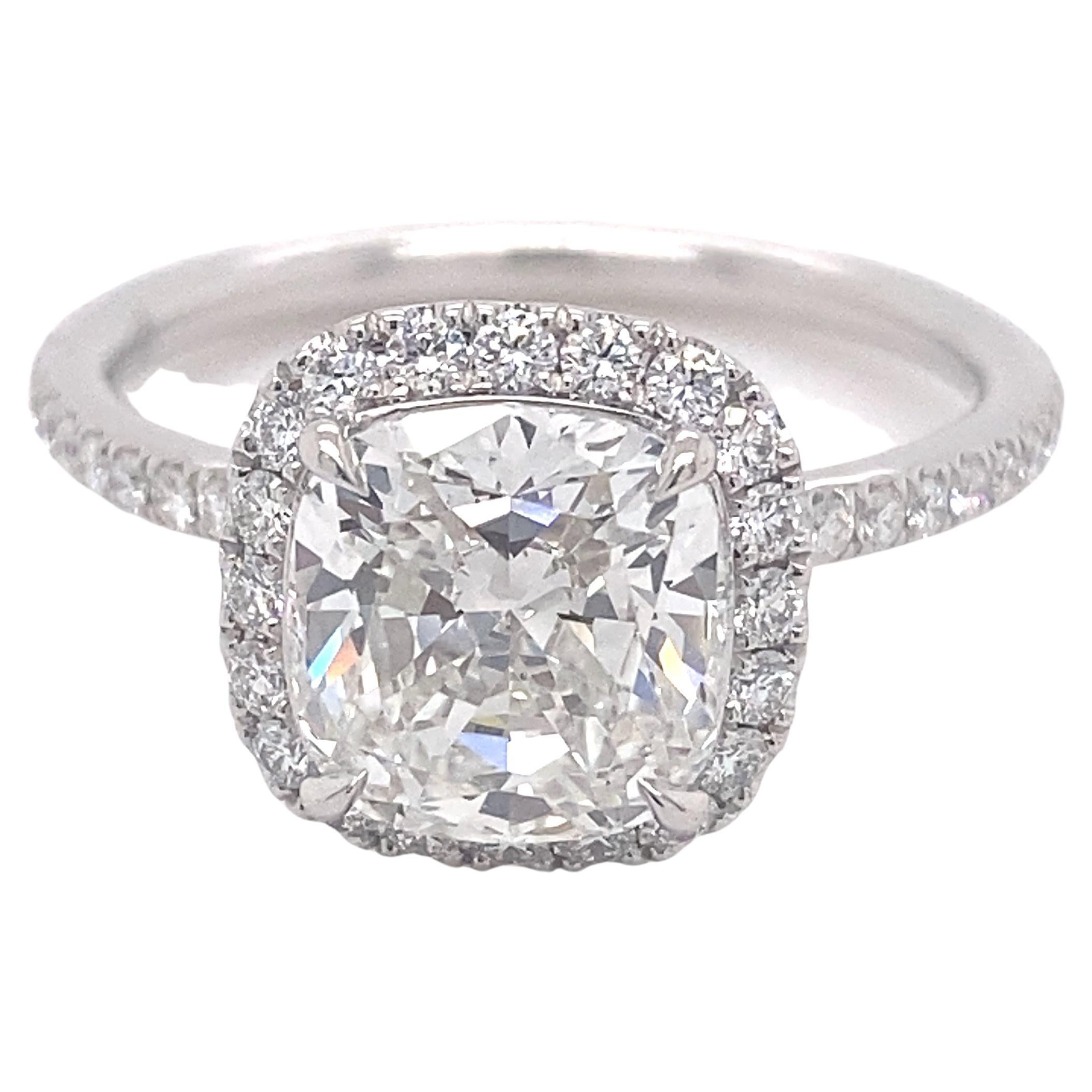 Harry Winston The One Cushion Diamond 2.81 Tcw Micropave Halo Engagement  Ring For Sale at 1stDibs