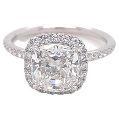 Harry Winston The One Cushion Diamond 2.81 Tcw Micropave Halo Engagement Ring