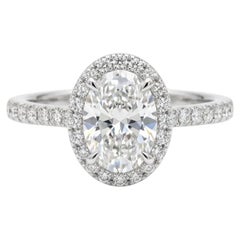 Harry Winston The One Platinum Oval Halo Engagement Ring 1.40 CTW