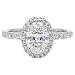 Harry Winston The One Platinum Oval Halo Engagement Ring 1.40 CTW