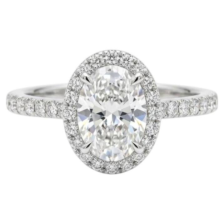 Pre-owned Harry Winston The One Platinum Oval Halo Engagement Ring 1.40 Ctw In Multi