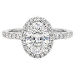Harry Winston The One Platinum Oval Halo Engagement Ring 1.40 CTW