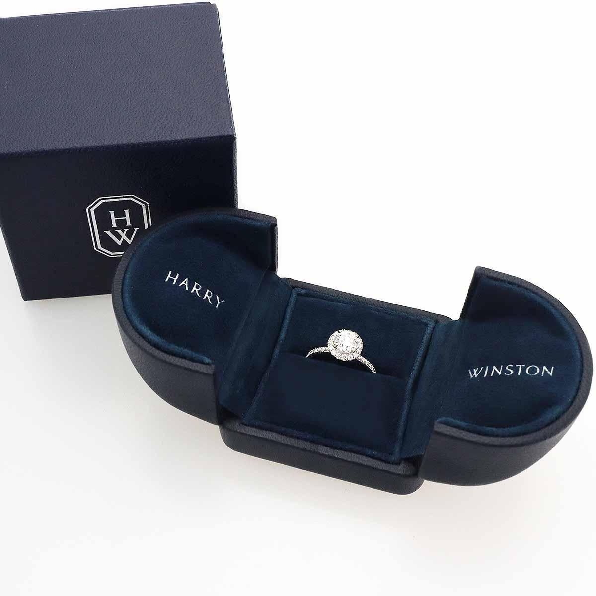 Harry Winston, bague One Round Brilliant Diamond Micropav en platine, taille US 4,25 en vente 5