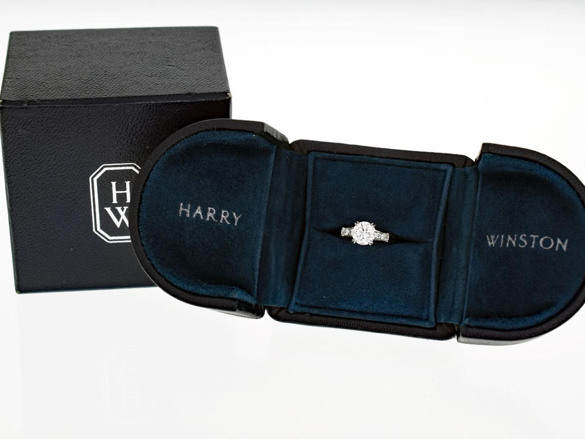 Harry Winston Tryst Round Brilliant 0.71 Carat Diamond Engagement Platinum Ring 1