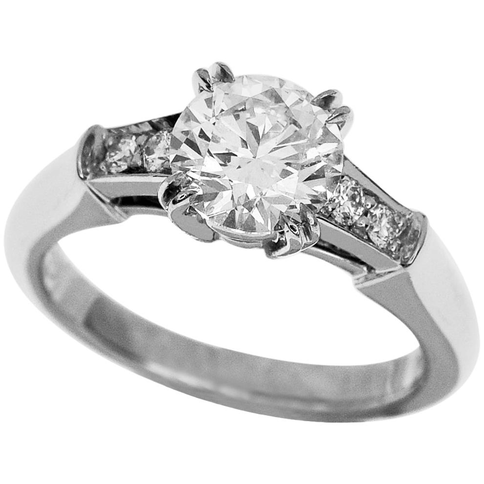 Harry Winston Tryst Round Brilliant 0.71 Carat Diamond Engagement Platinum Ring