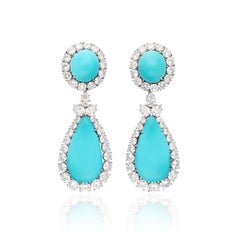 HARRY WINSTON Turquoise and Diamond Necklace and Ear Clips