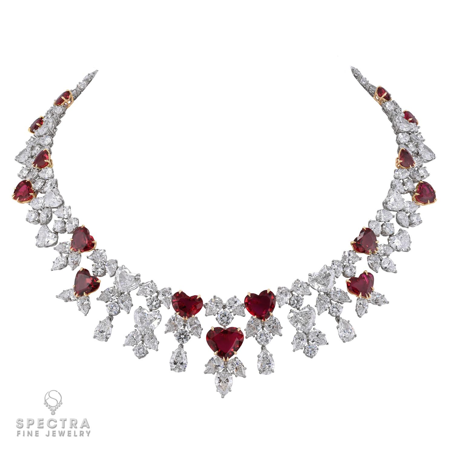 Women's Harry Winston Vintage Ruby Diamond Necklace Suite, circa 1980s For Sale