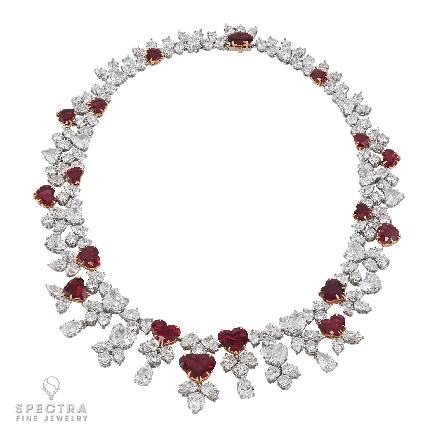 Harry Winston Vintage Ruby Diamond Necklace Suite, circa 1980s For Sale 2
