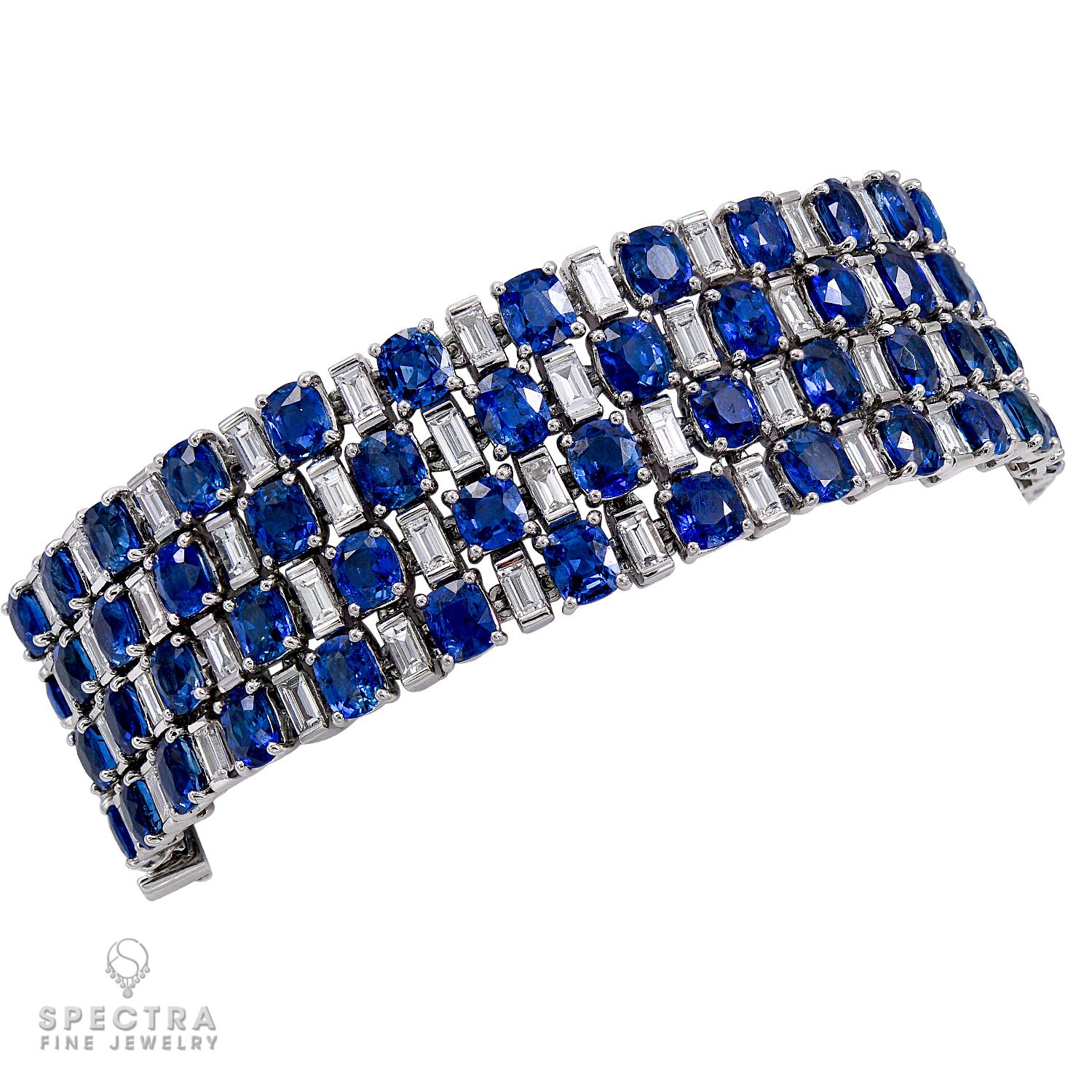 Harry Winston Pulsera Vintage de Zafiro y Diamantes en Platino Retro en venta