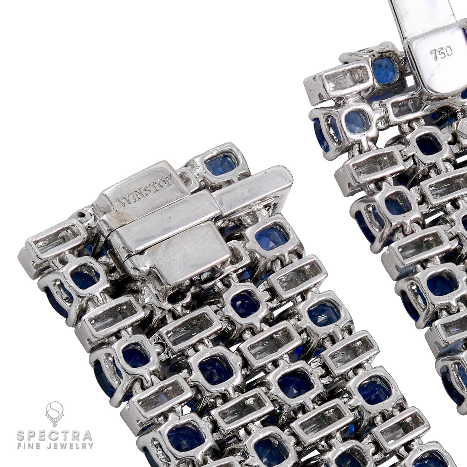 Harry Winston Pulsera Vintage de Zafiro y Diamantes en Platino Corte mixto en venta