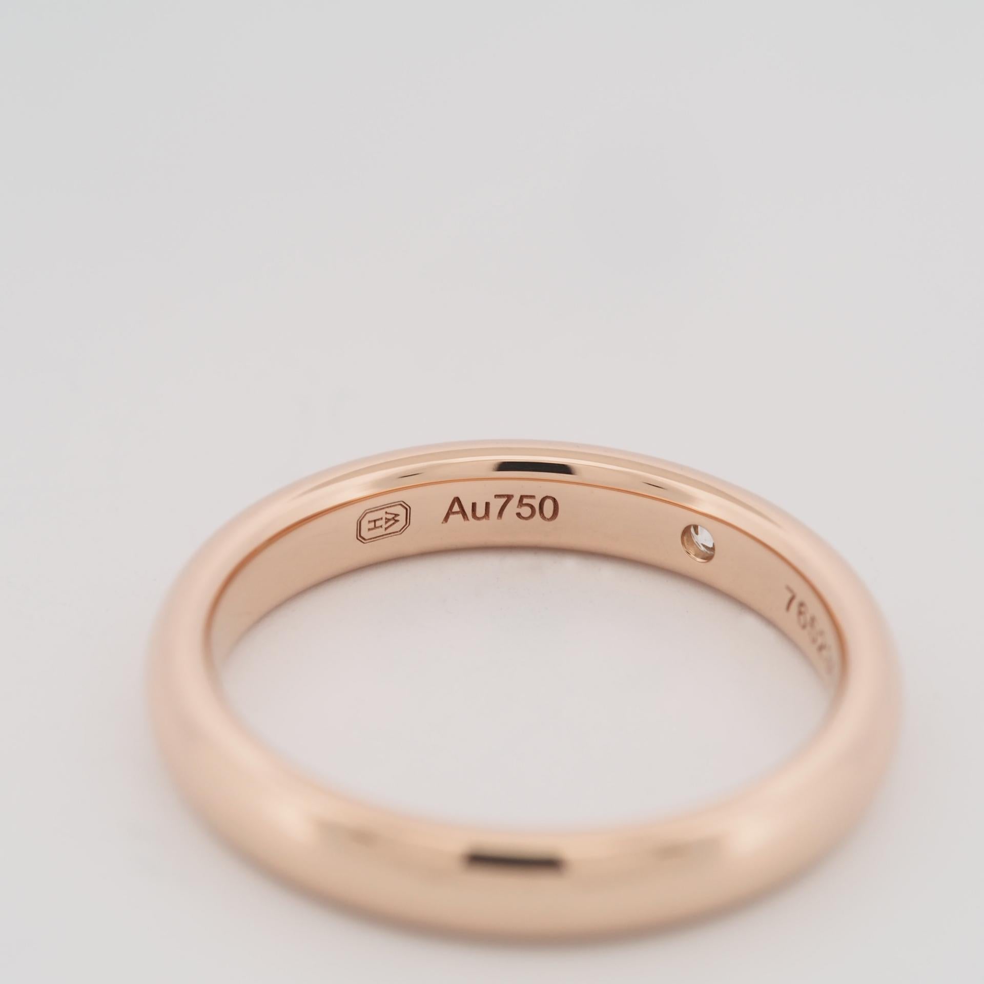 Harry Winston Wedding Band Single Diamond Ring Rose Gold US 4.75 In Good Condition In Kobe, Hyogo
