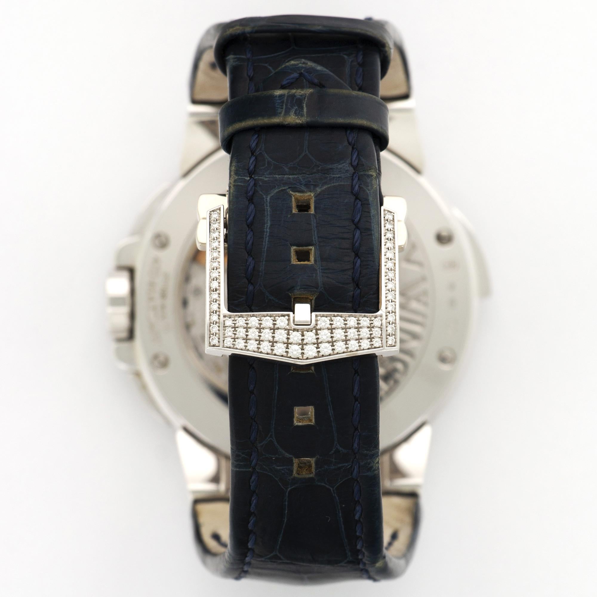 Harry Winston White Gold Diamond Ocean Dual Time Wristwatch In New Condition For Sale In Beverly Hills, CA