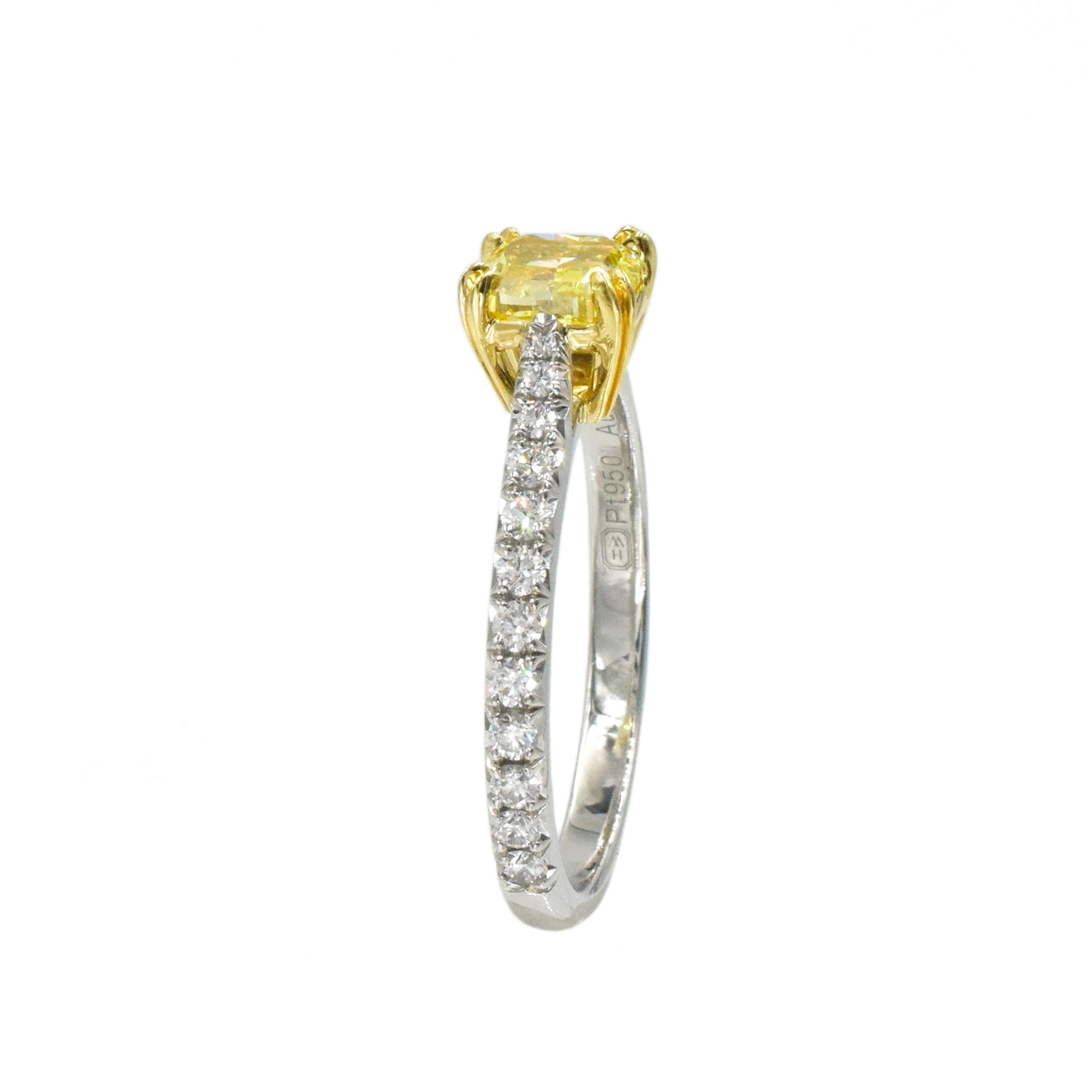 classic winston cushion-cut yellow diamond ring