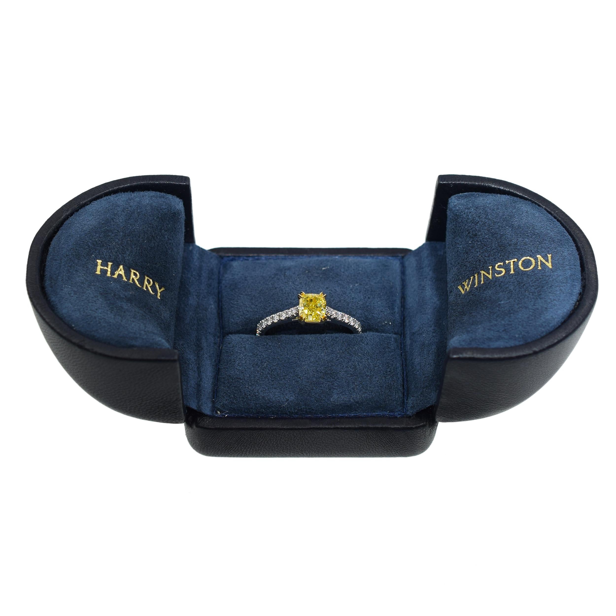 Women's Harry Winston Yellow Diamond Ring in Platinum