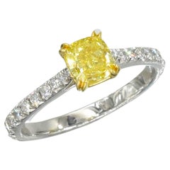 Harry Winston Yellow Nad White Diamond Ring in Platinum