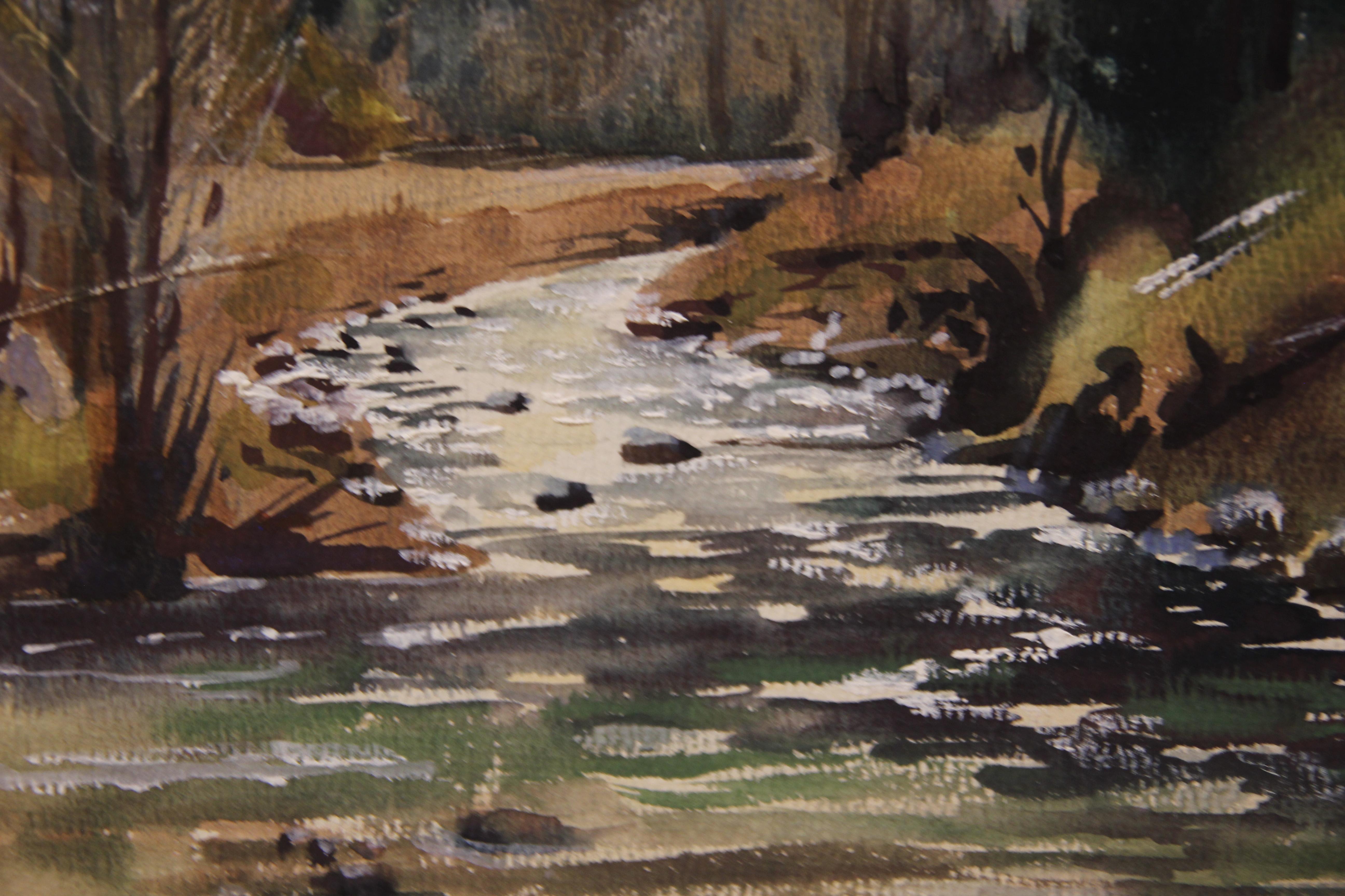 Naturalistisches Landschaftsgemälde mit Berg Fluss ohne Titel (Naturalismus), Art, von Harry Worthman
