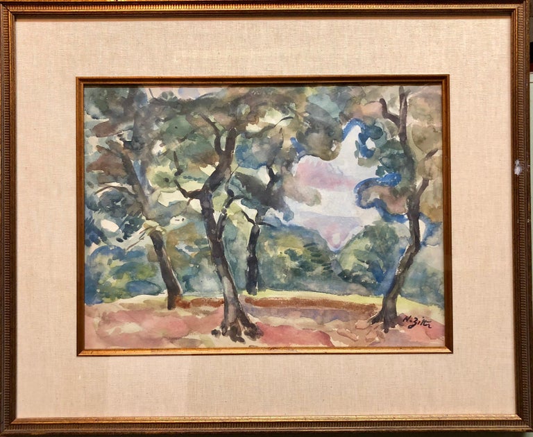 Harry Zitter Wpa New York Artist Watercolor Painting Wooded Park Scene At 1stdibs