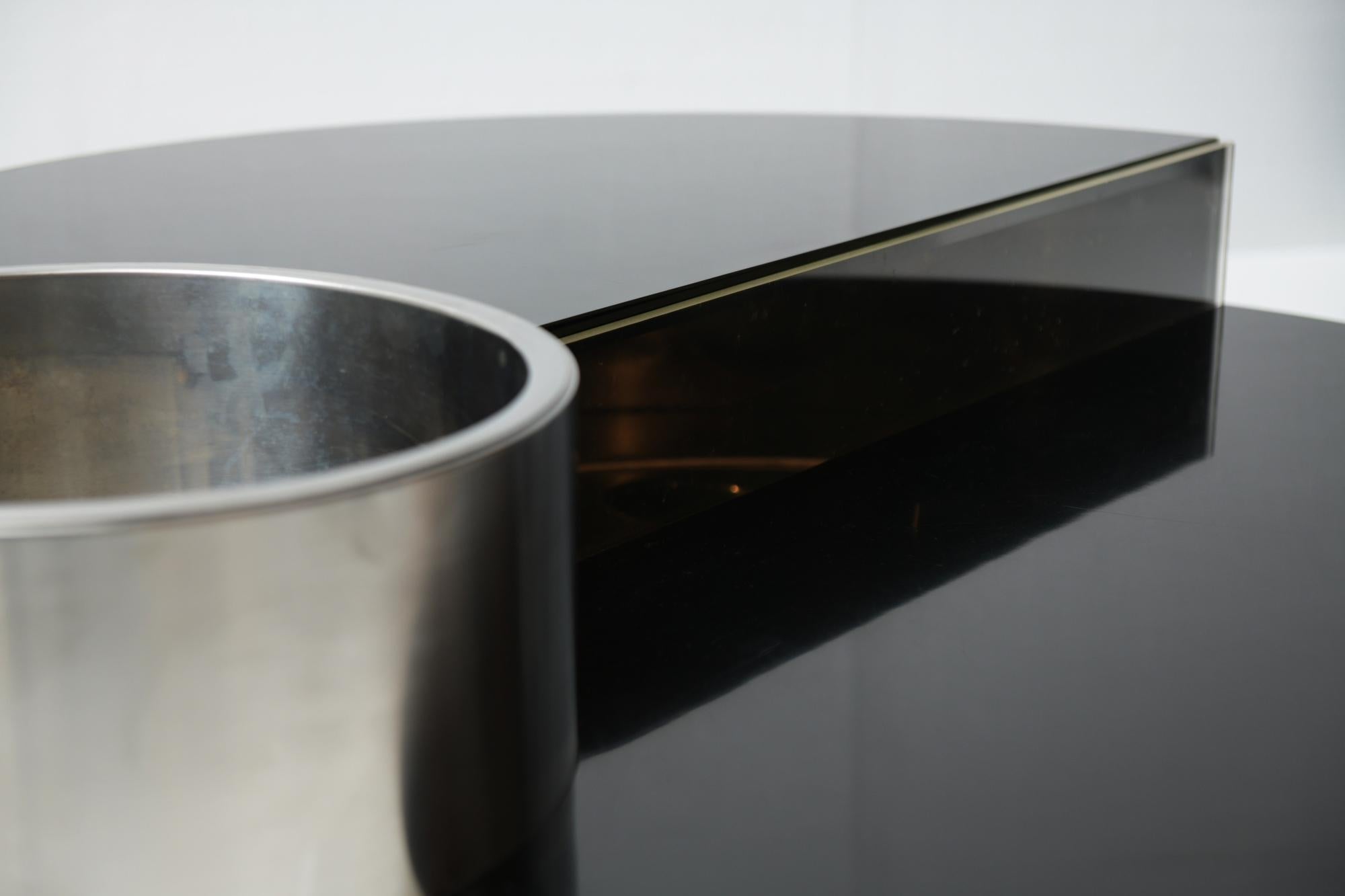 Stainless Steel Harry’s Bar Rotating Coffee Table by Massimo Papiri for Mario Sabot Italy 1970s