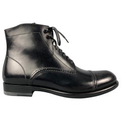 HARRYS OF LONDON Guy Size 7 Black Patent Leather Cap Toe Ankle Boots