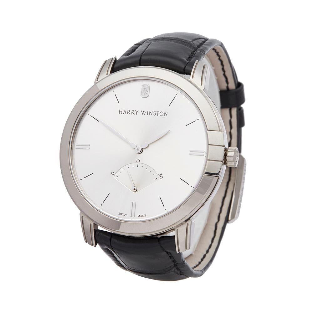 Ref: W5661
Manufacturer: Harry Winston
Model: Midnight
Model Ref: MIDARS42WW001
Age: 13th November 2018
Gender: Mens
Complete With: Box, Manuals & Guarantee
Dial: White Baton
Glass: Sapphire Crystal
Movement: Automatic
Water Resistance: To