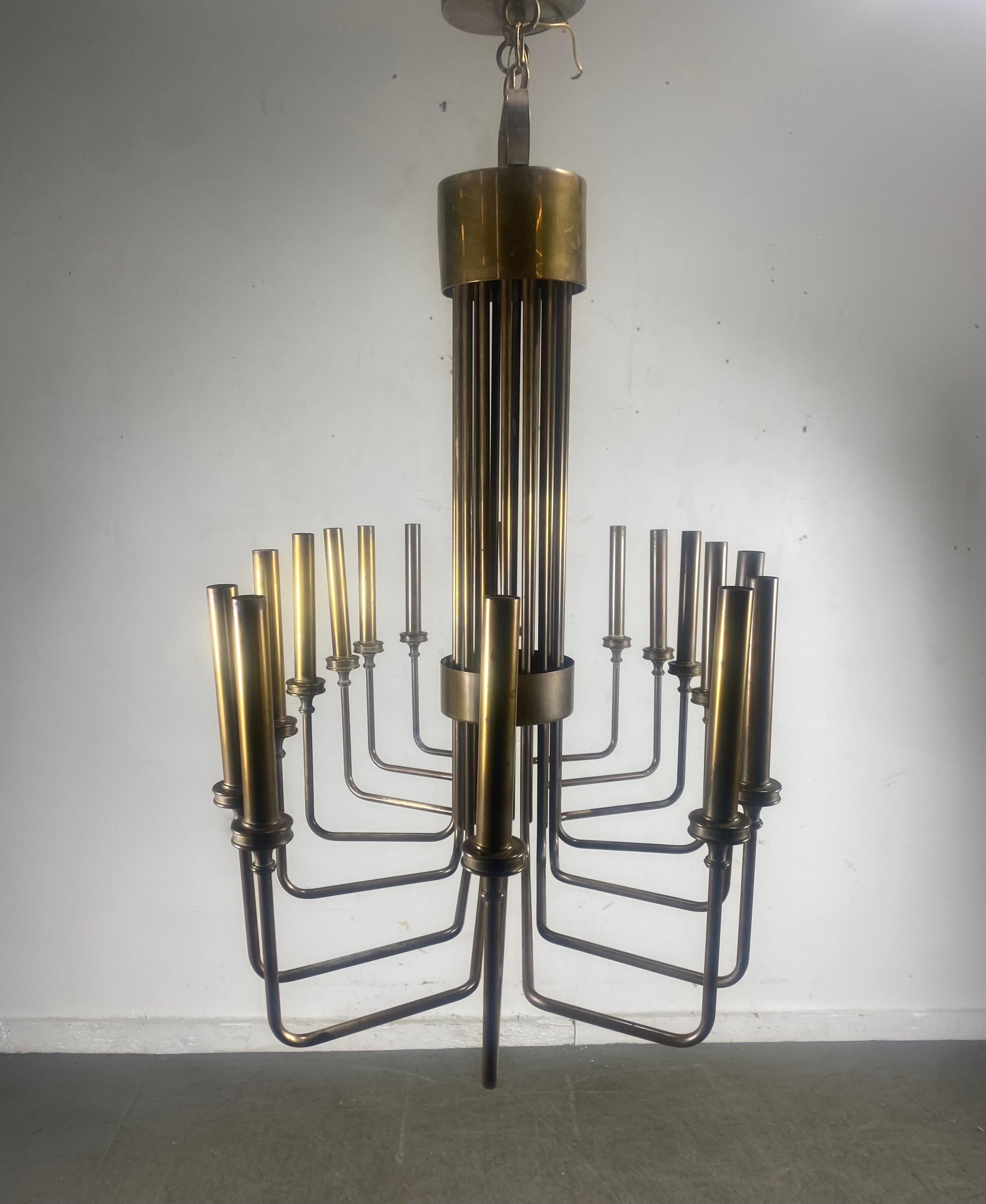 Mid-Century Modern Hart Associates Brass Chandelier Attributed to Tommi Parzinger For Sale