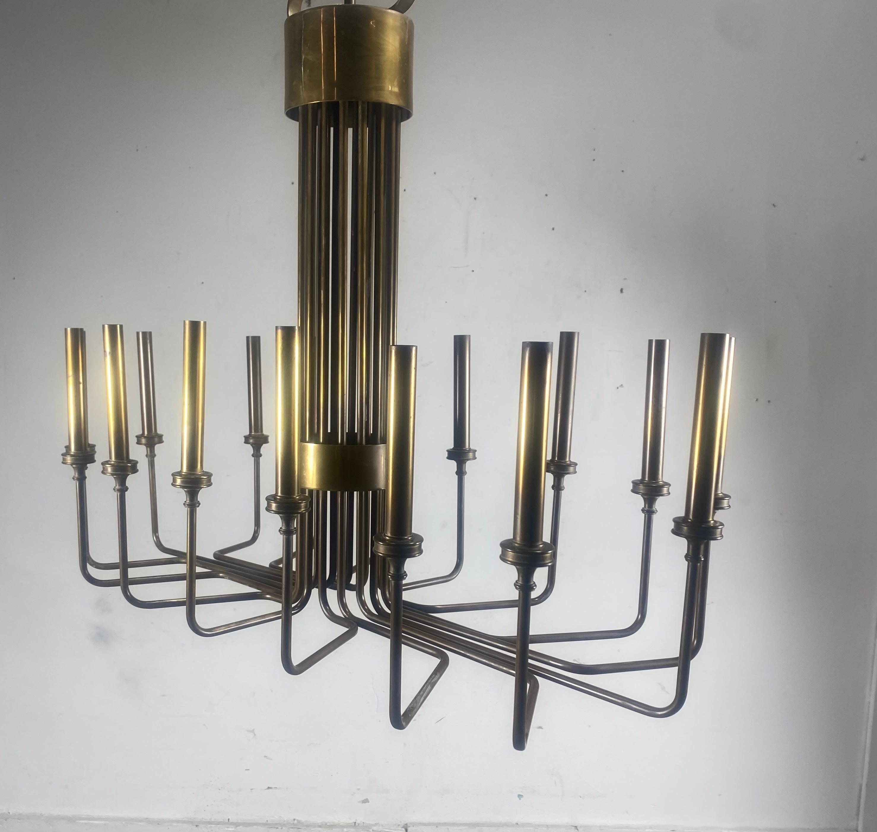 Hart Associates Brass Chandelier Attributed to Tommi Parzinger In Good Condition For Sale In Buffalo, NY