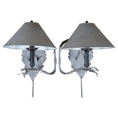 Hart Associates Painted Metal Swing Arm Acanthus Leaf Wall Sconce Lights 18"