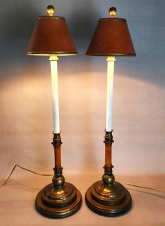 Hart & Associates Table Lamps Brass & Bamboo Vintage Pair