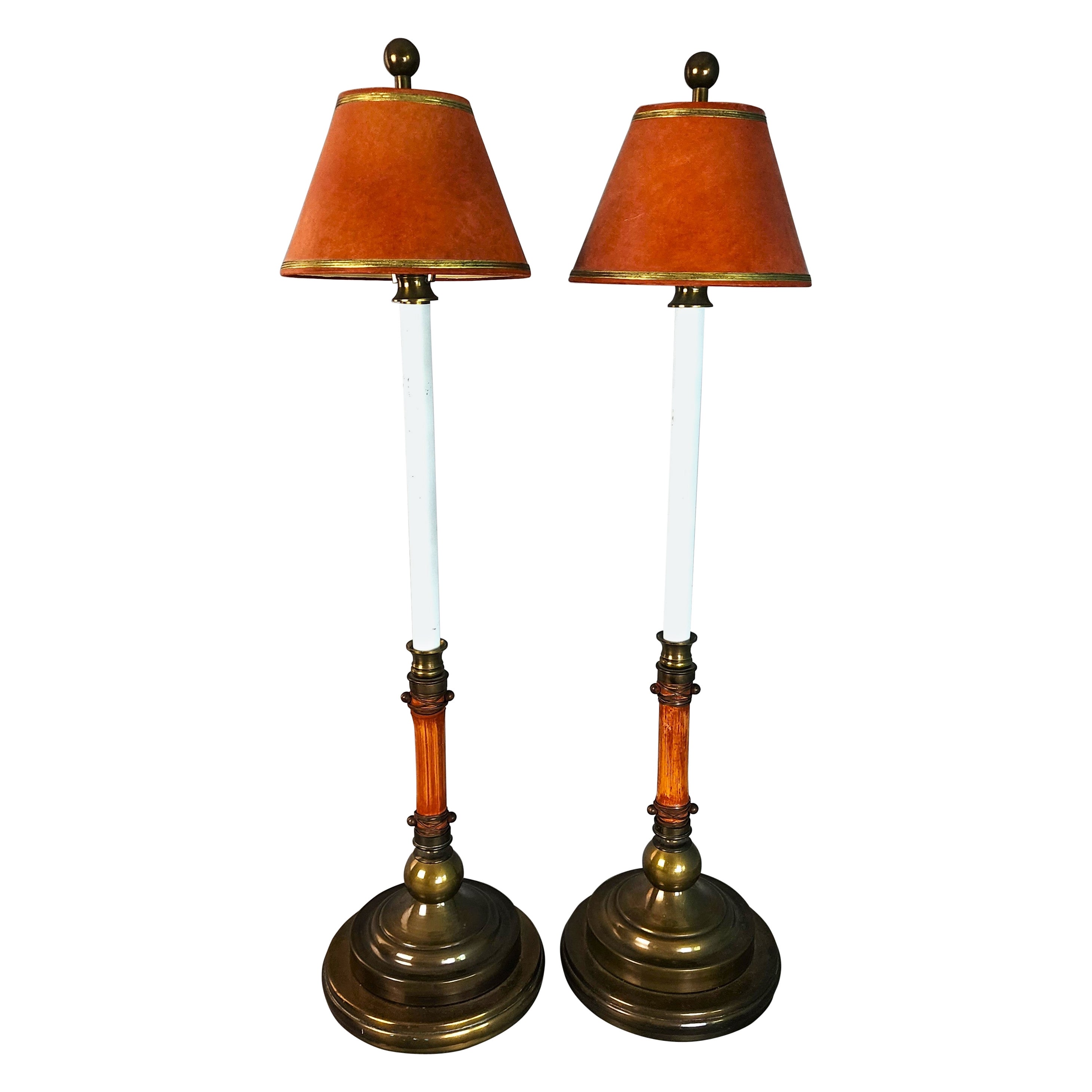 Hart 
Associates Table Lamps Brass 
Bamboo Vintage Pair in vendita