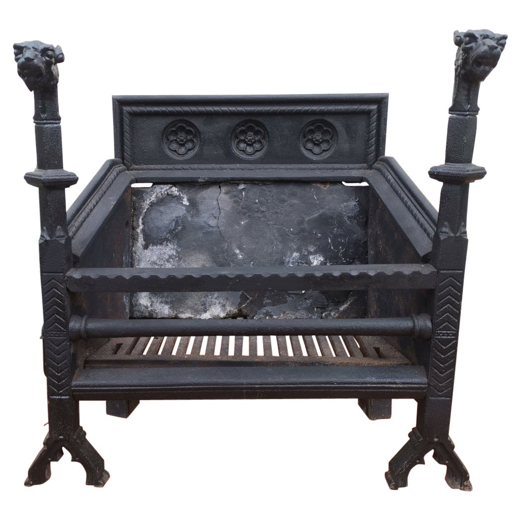 Hart Son 
Peard, an English Aesthetic Movement Fire Grate with Dog Head Finials