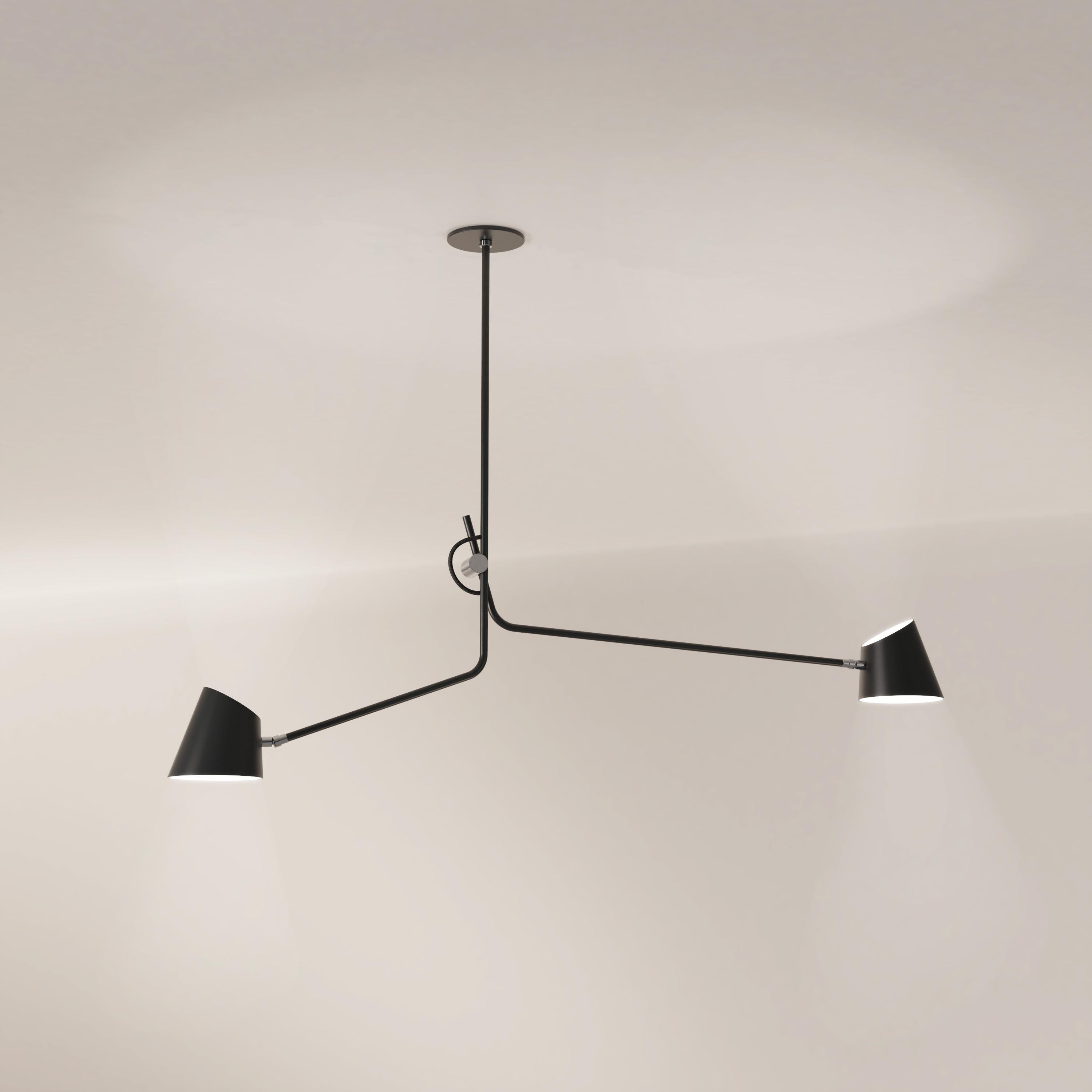 Canadian Hartau Double Contemporary Matte Black Pendant with Shades by d'Armes For Sale