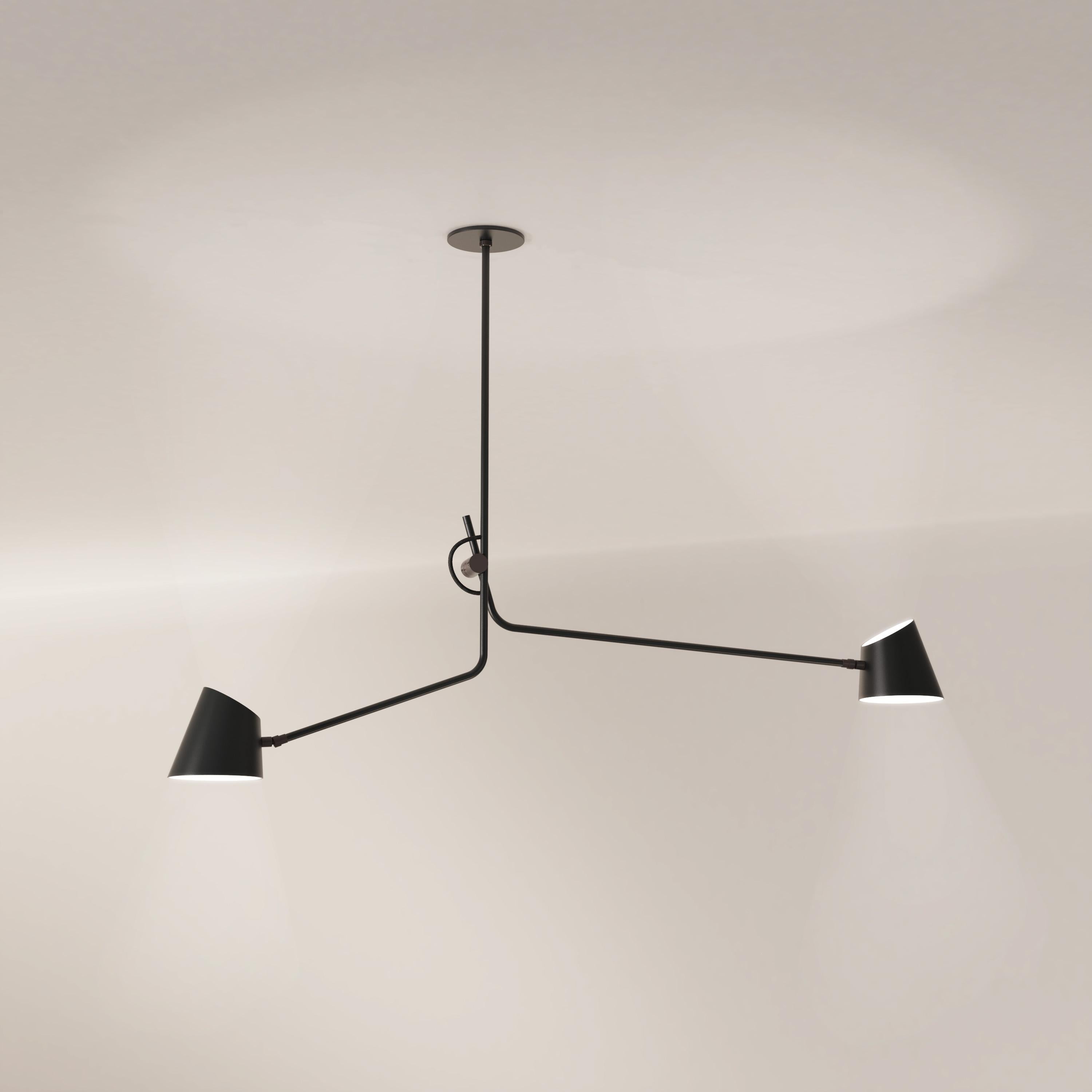 Painted Hartau Double Contemporary Matte Black Pendant with Shades by d'Armes For Sale