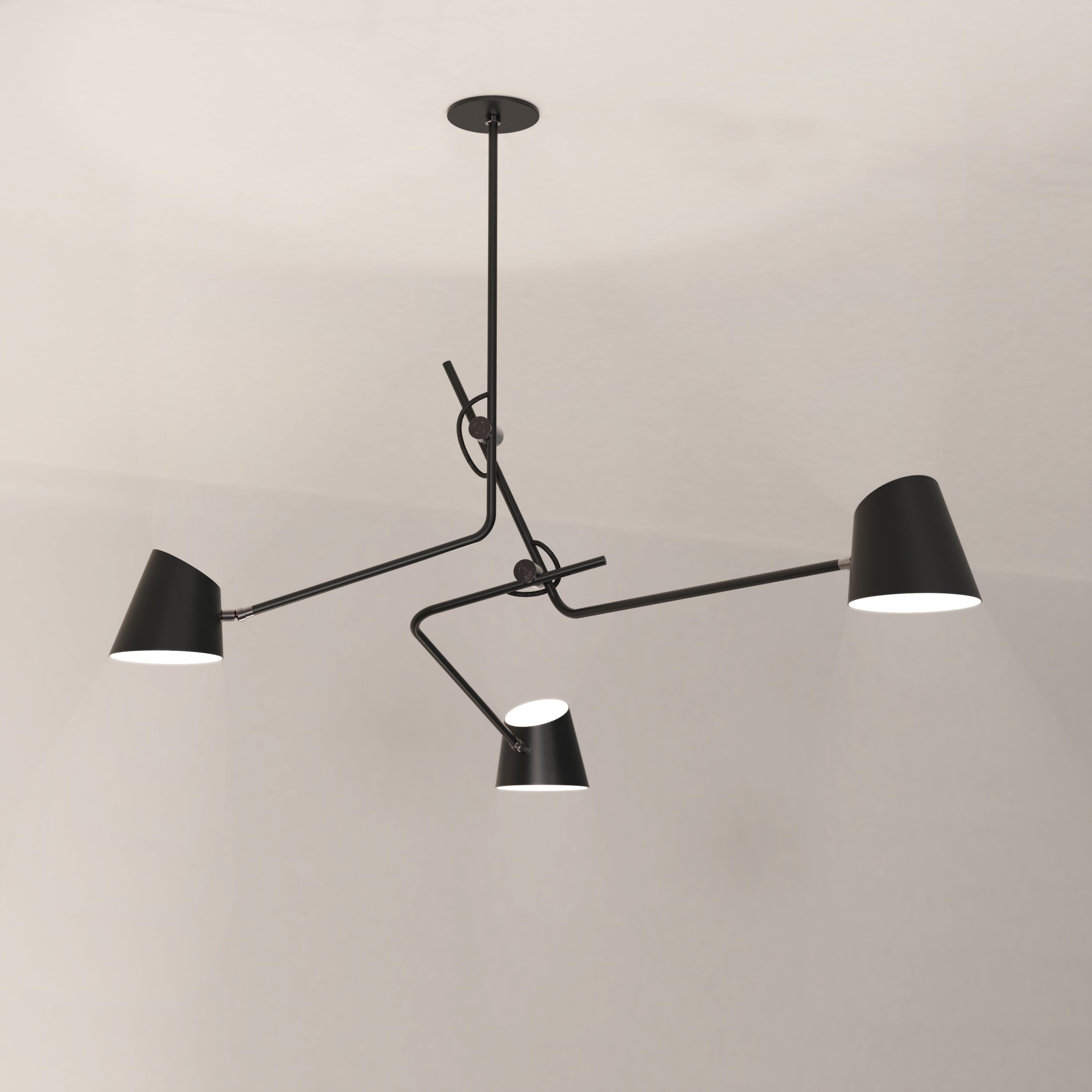 Canadian Hartau Triple Contemporary Matte Black Pendant with Shades by d'Armes For Sale