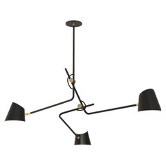 Hartau Triple Contemporary Matte Black Pendant with Shades by d'Armes