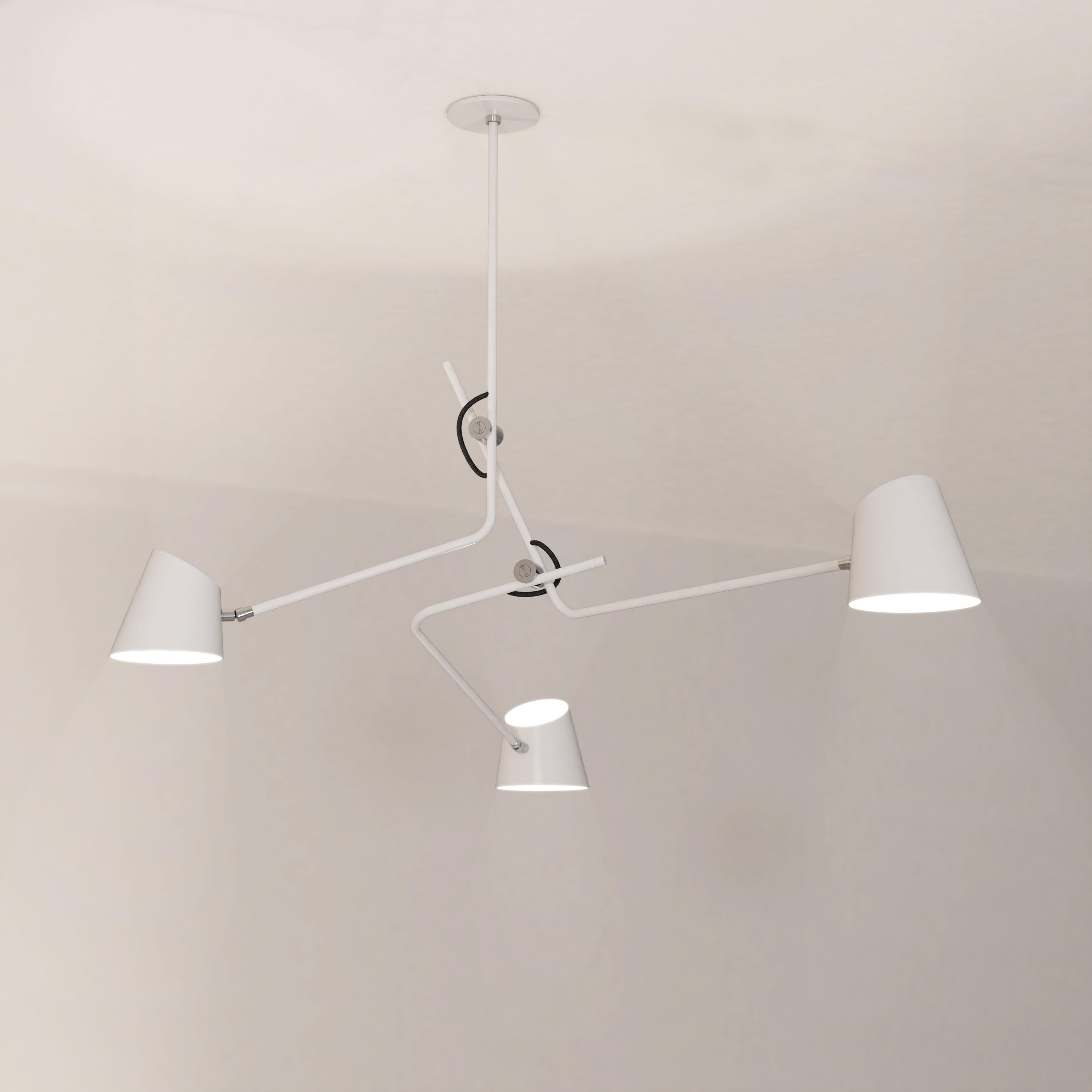Canadian Hartau Triple Contemporary Matte White Pendant with Shades by D'Armes For Sale