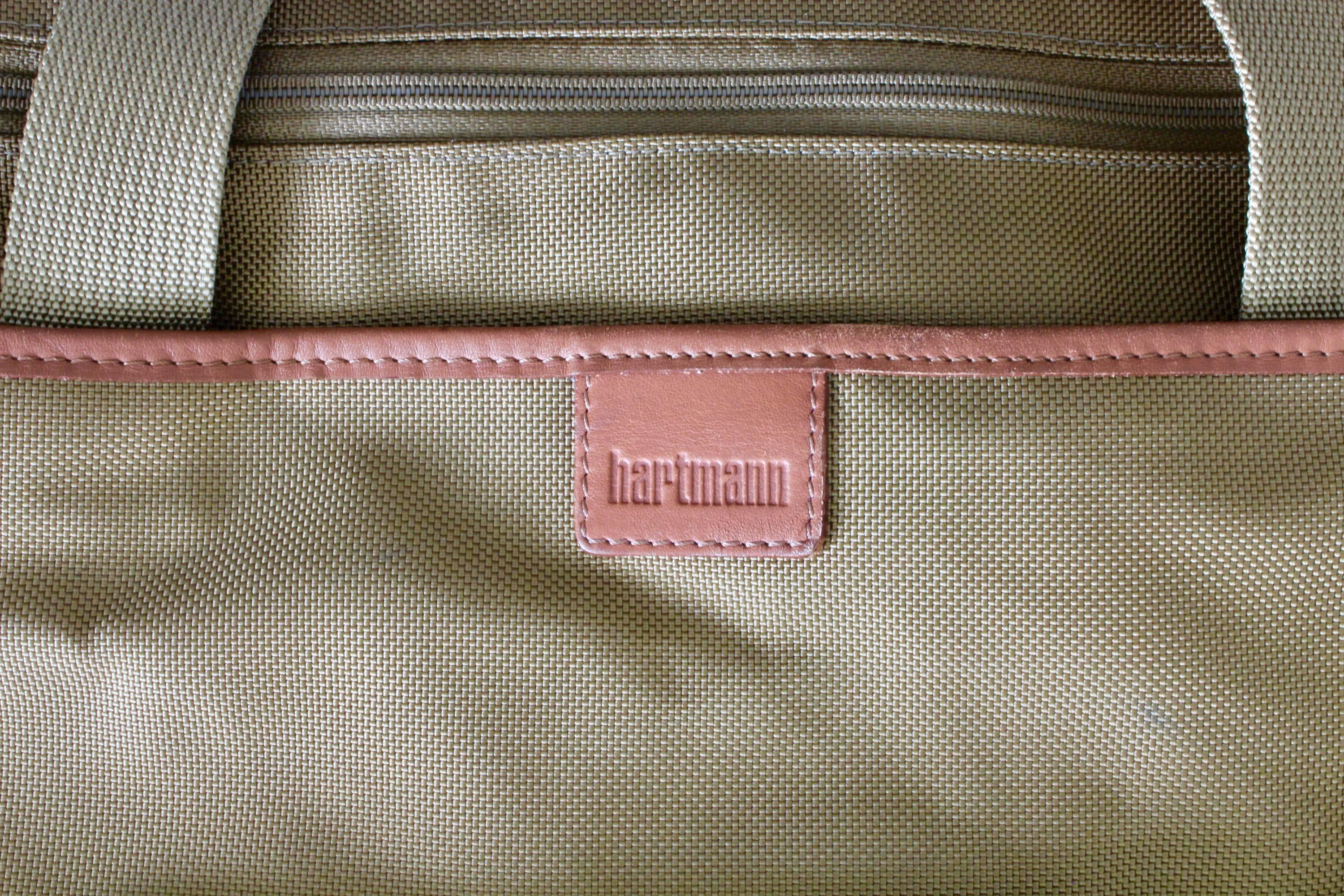 Hartmann 20in Duffel Bag Nylon Canvas Leather Travel Bag + Shoulder Strap 1