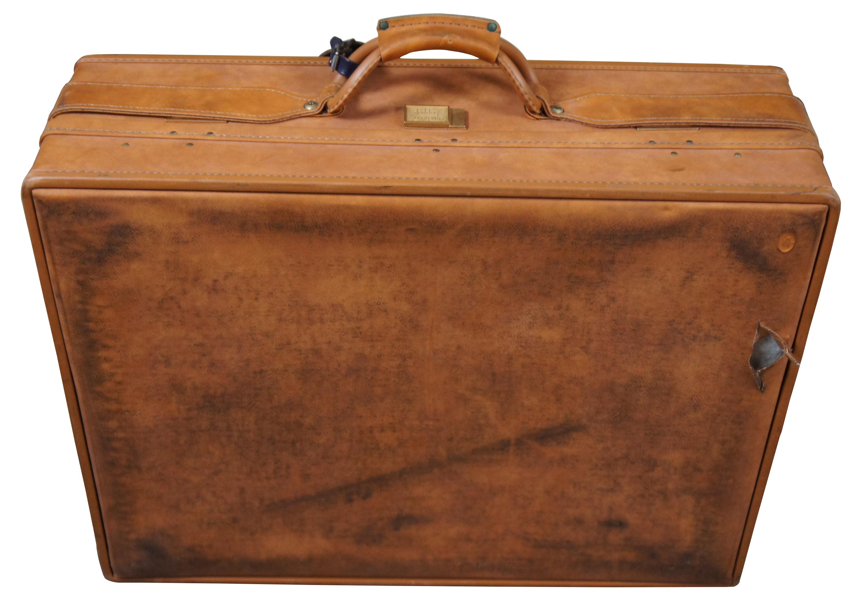 Vintage 25 Inch Hartmann Tweed Tan Leather Suitcase With 