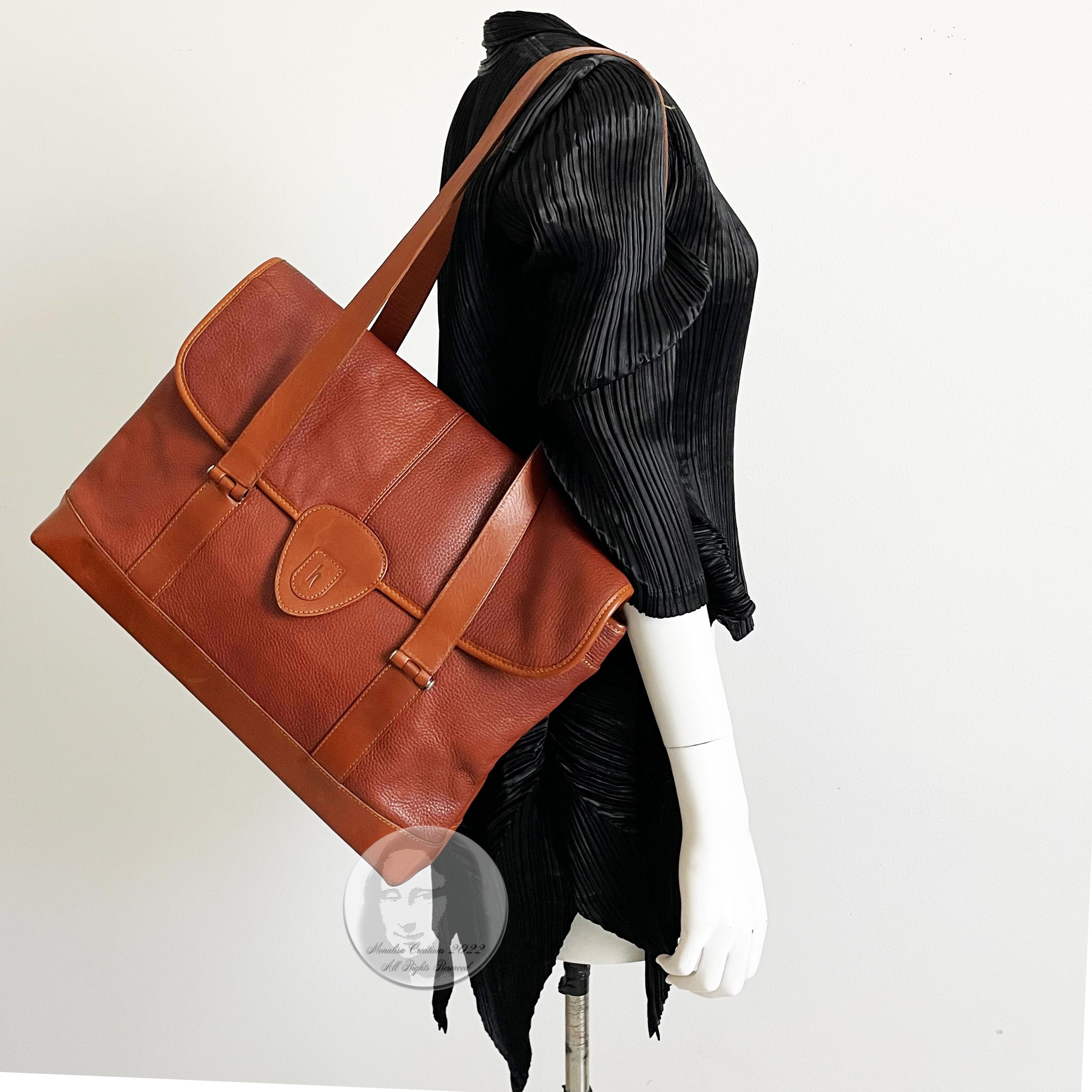  Hartmann Business Bag Briefcase Computer or Shoulder Bag British Tan Leather Unisexe 