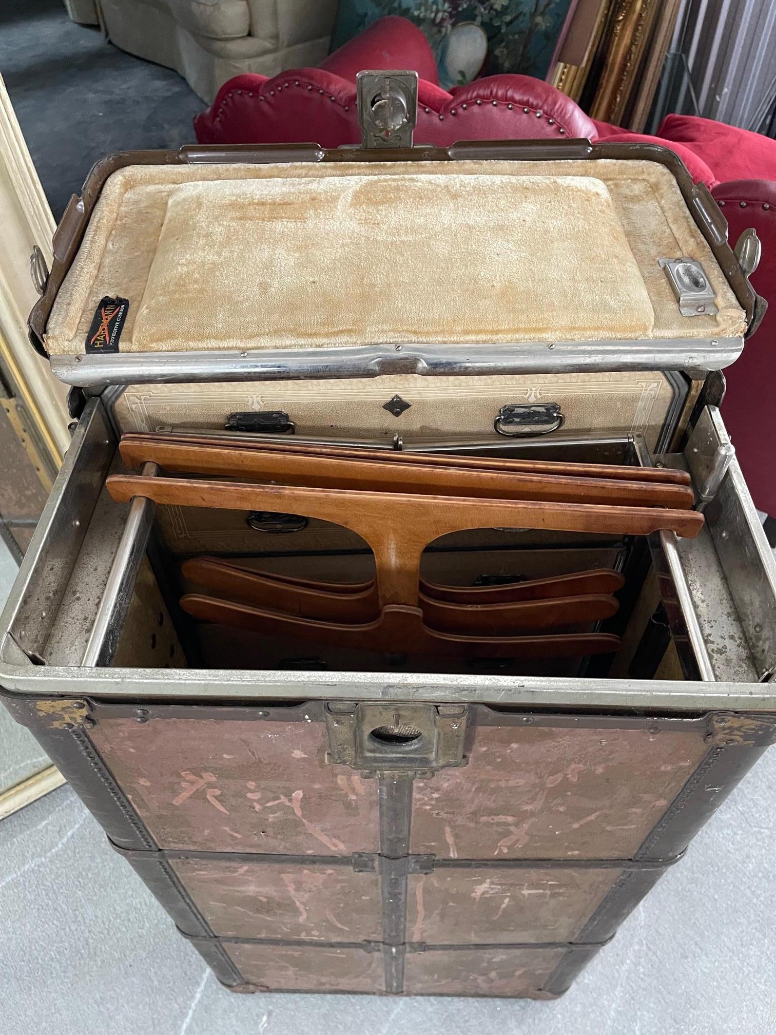 Hartmann Armoire à coussin de rangement Steamer Trunk Deco, vers 1920 6