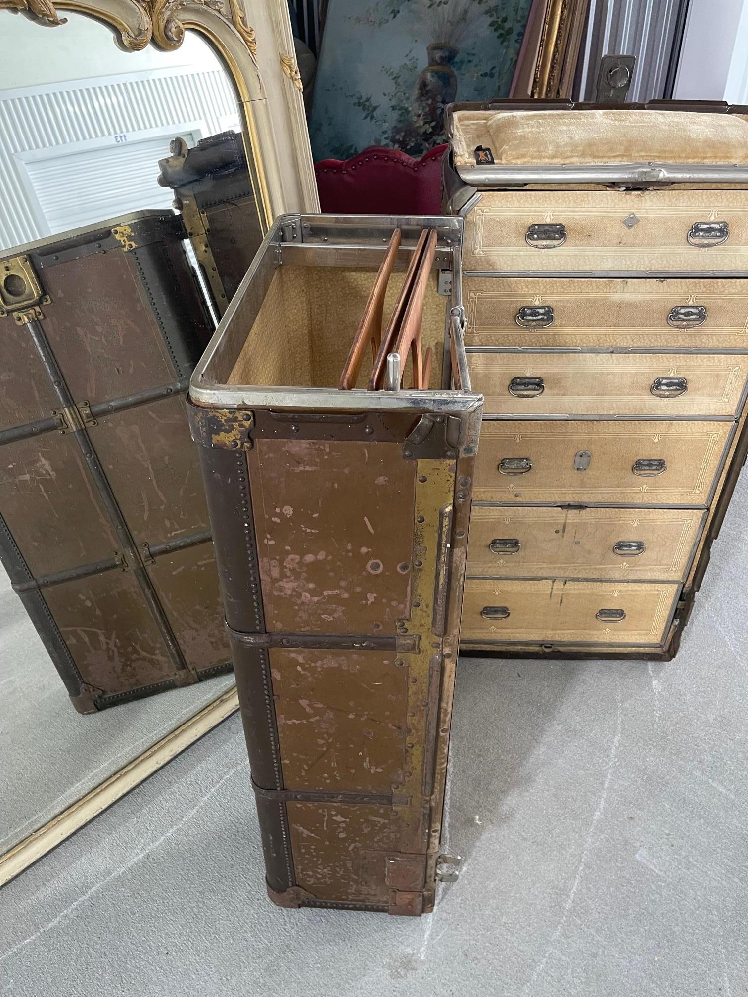 Hartmann Armoire à coussin de rangement Steamer Trunk Deco, vers 1920 1